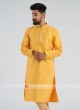 Brocade Silk Yellow Kurta Pajama Set
